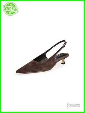 Suede Slingback Kitten Heel Pointed Toe Formal Pumps